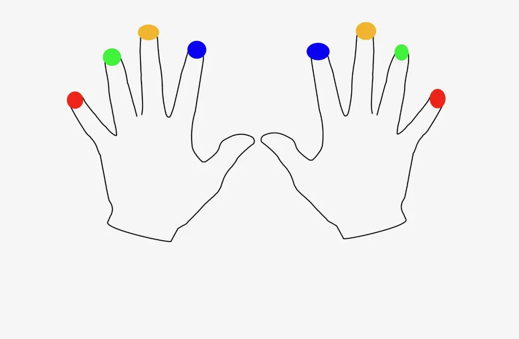 Hand with colors on fingers