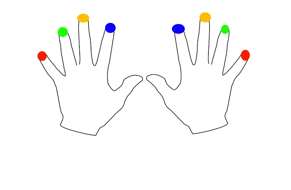 Colored finger zones concept