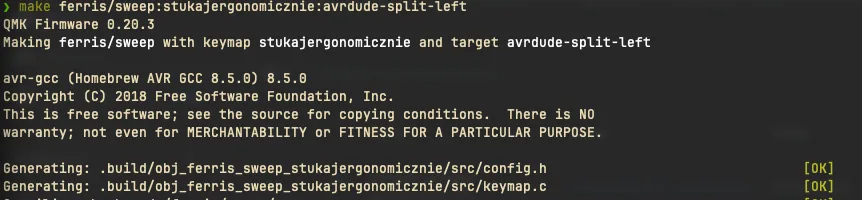 QMK flashing / firmware step