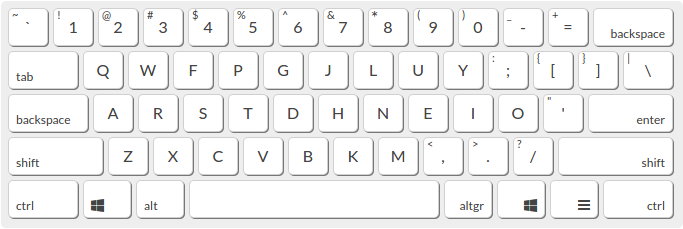 Standard Colemak keyboard layout showing QWFPG JLUY on the top letter row and ARSTD HNEIO on the home row